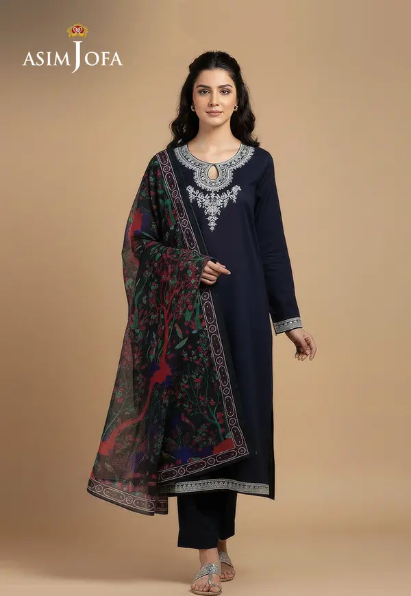 Ajso-122 Unstitched 3 Pcs Shirt Dupatta Trouser