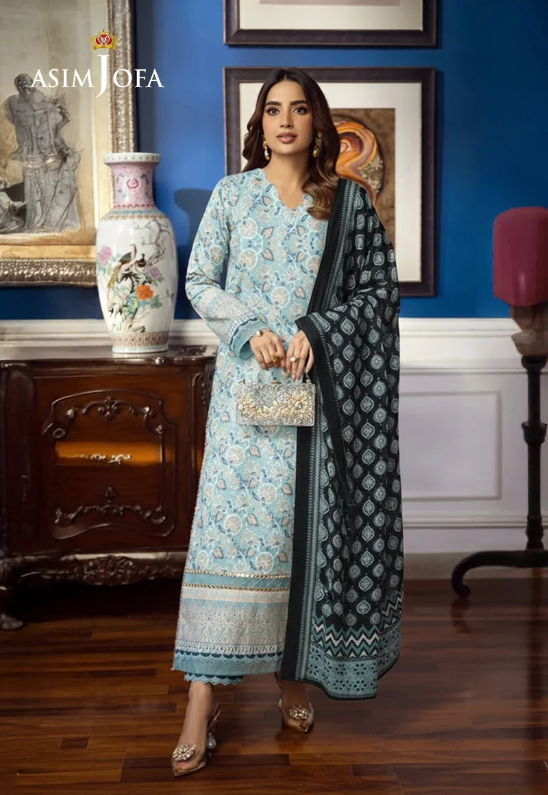 Ajso-200 Unstitched 3 Pcs Shirt Dupatta Trouser