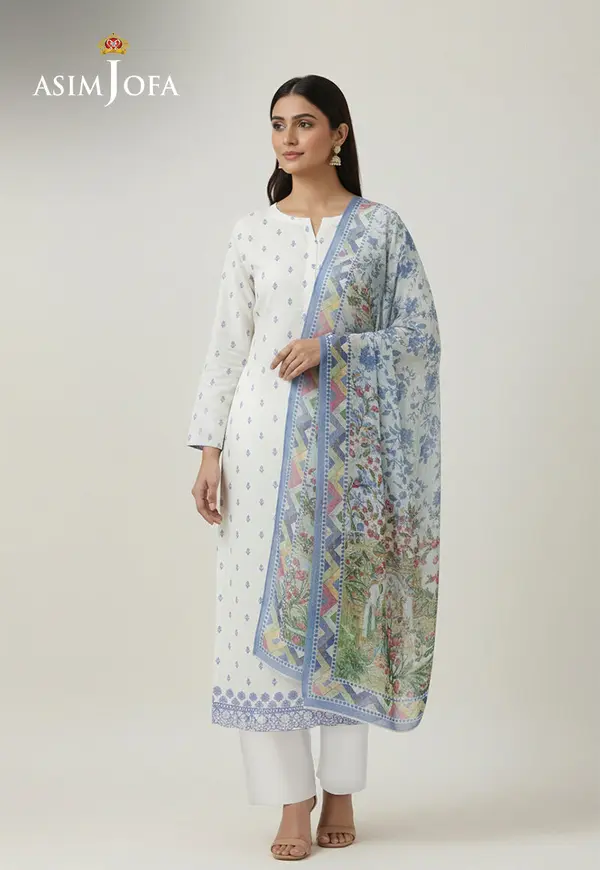 Ajso-102 Unstitched 2 Pcs Shirt Dupatta
