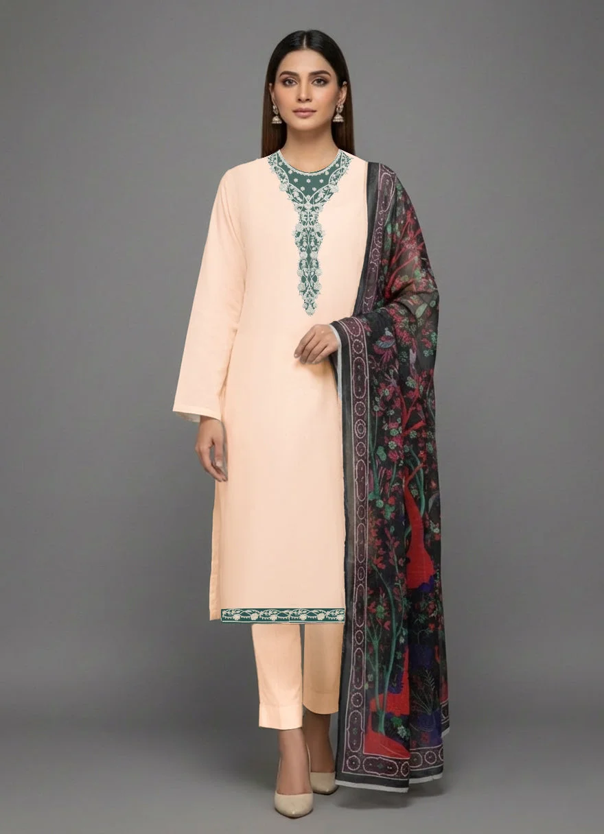 AJSO-380 Unstitched 3 Pcs Shirt Dupatta Trouser