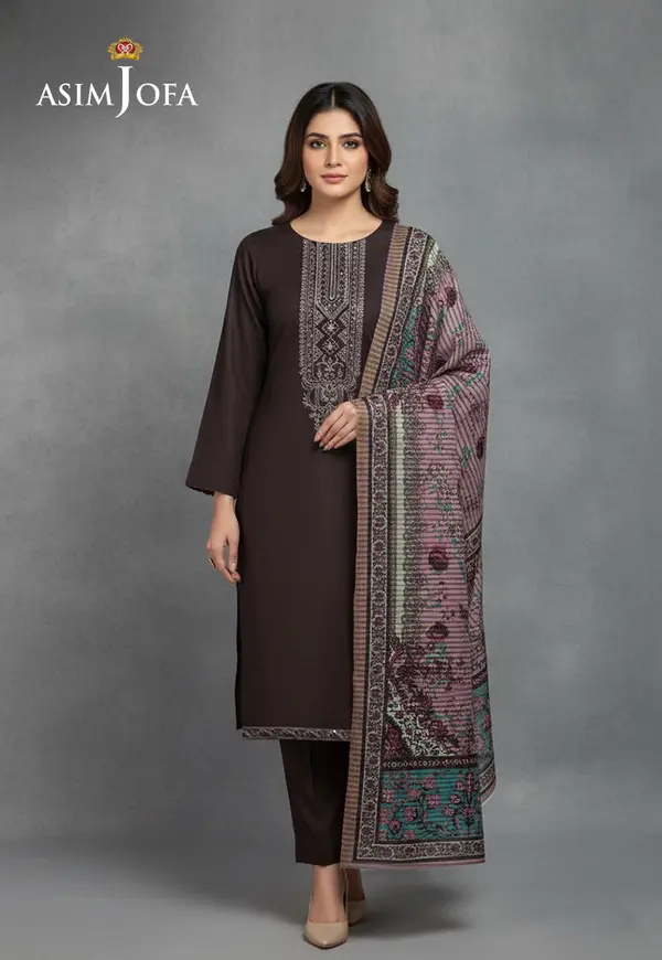 Ajso-127 Unstitched 3 Pcs Shirt Dupatta Trouser