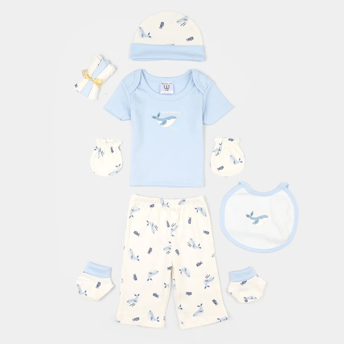 Boys Cotton Interlock 9  Pcs Gift Set 292-013-Blue