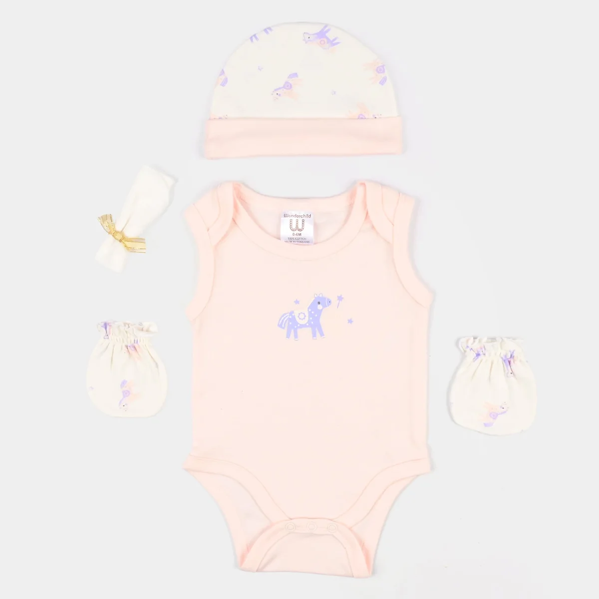 Girls Cotton Interlock 4 Pcs Gift Set 292-002-Pink