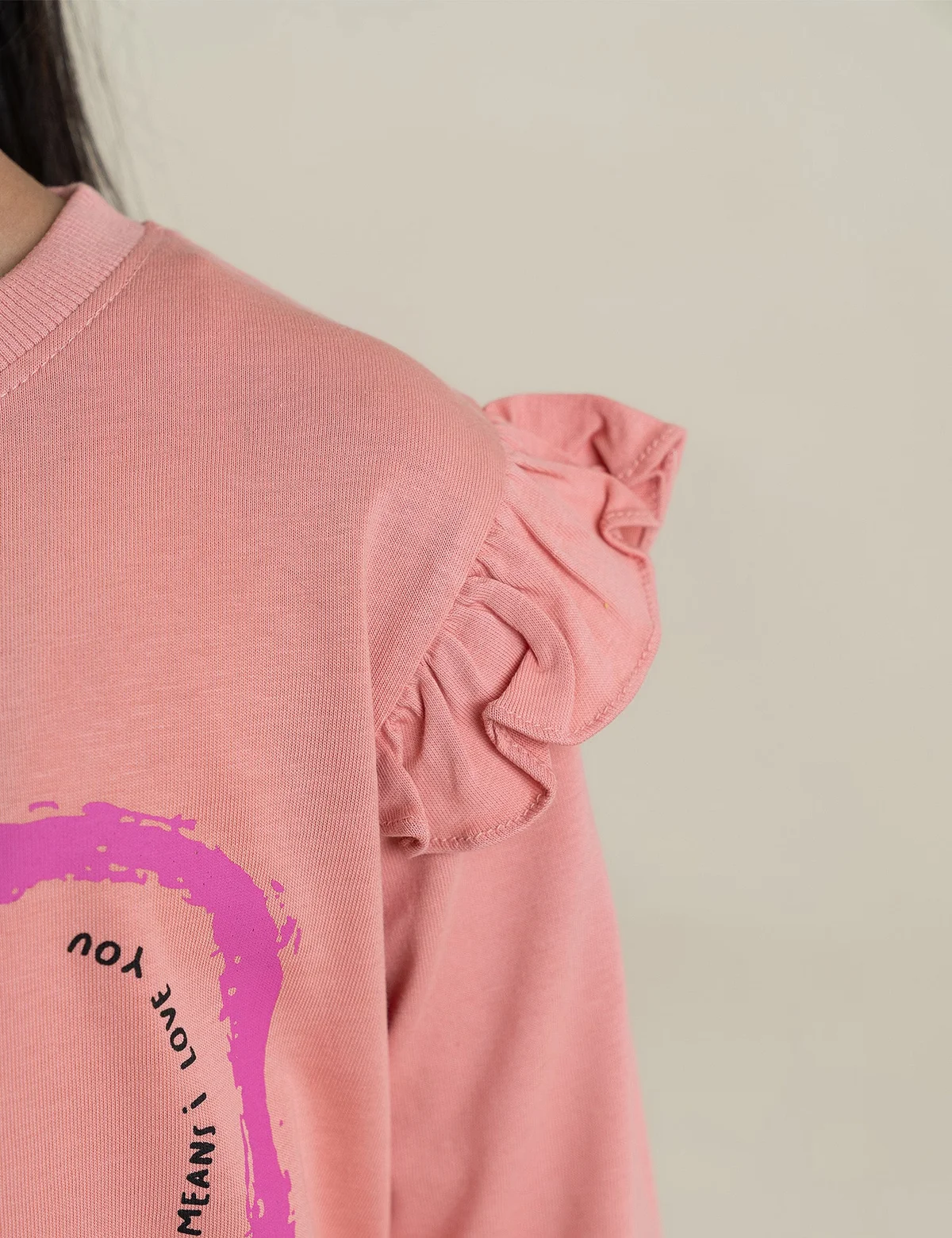 HEART AND FLOWER RUFFLE SLEEVE SWEATSHIRT - view 3