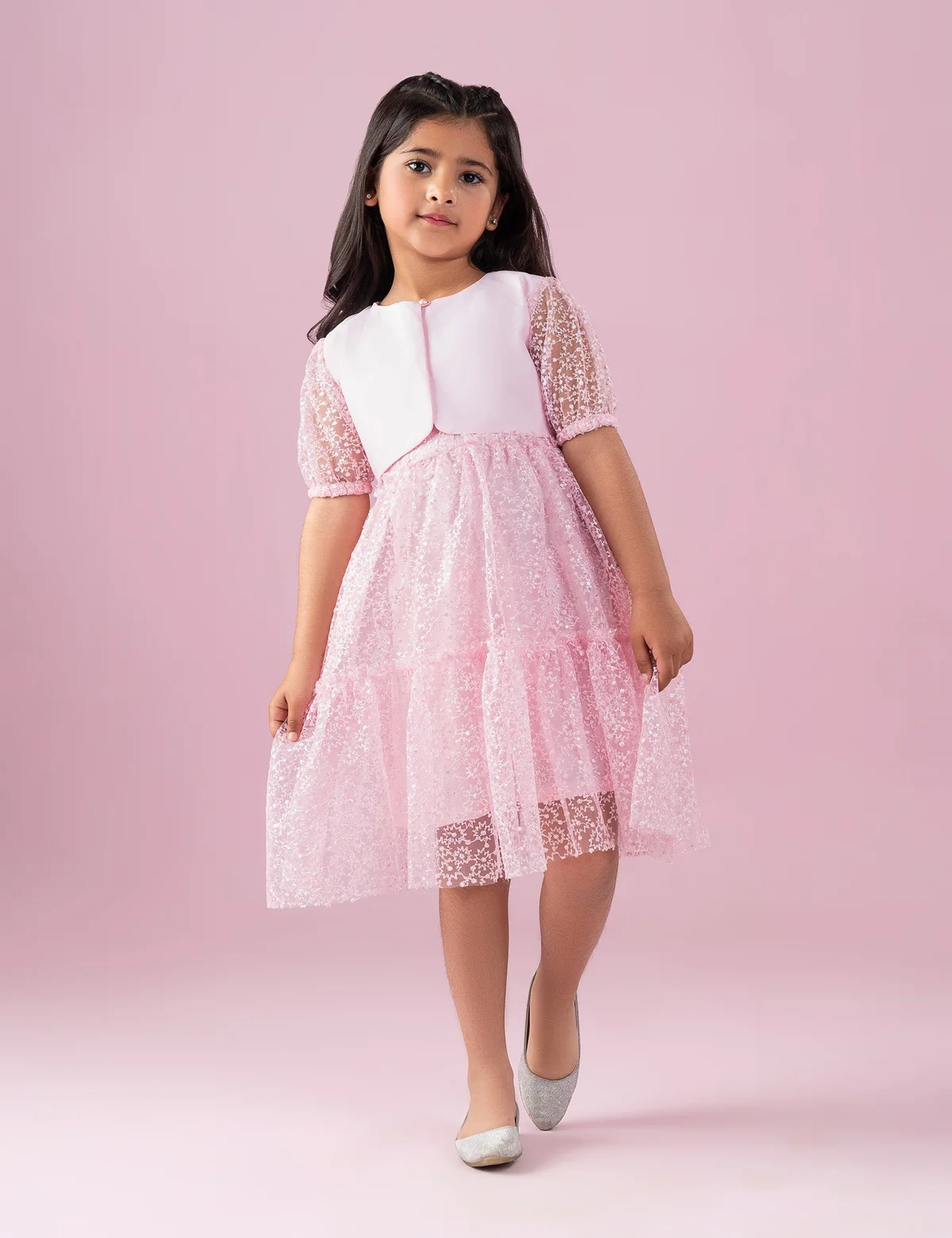 SEQUIN NET DRESS WITH SHRUG