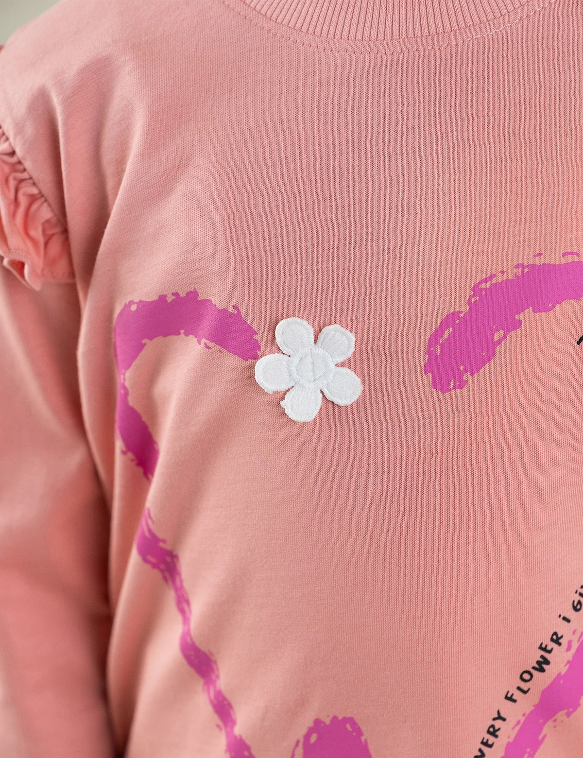 HEART AND FLOWER RUFFLE SLEEVE SWEATSHIRT - view 2