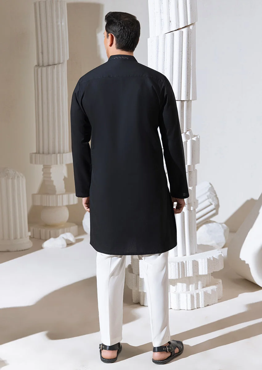 BLACK-BLENDED-KURTA - (M25KUE1038) - view 2