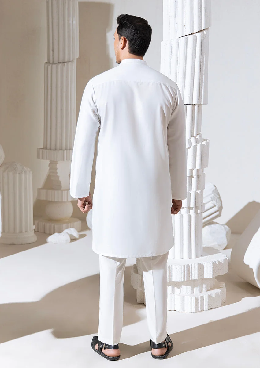 White-Blended-Kurta - (M25KUS1001) - view 2