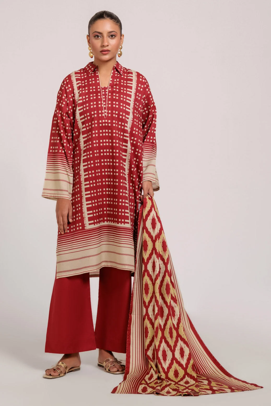 RED-VISCOSE-3 PIECE (WS7243P24) - view 3
