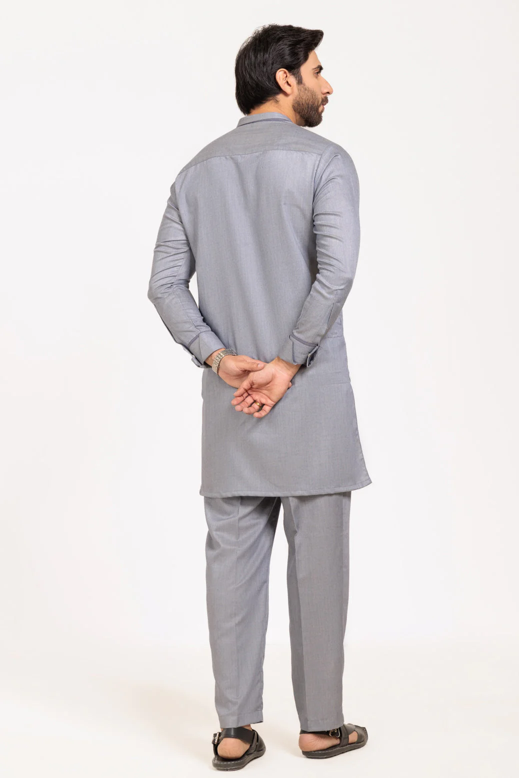 L-GREY-BLENDED-KURTA TROUSER - (KSW24-031) - view 5