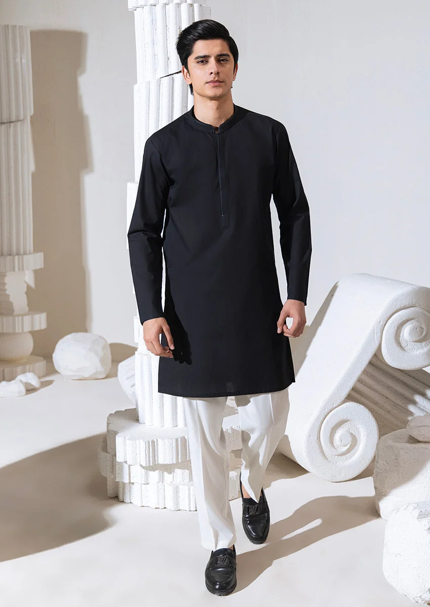 BLACK-BLENDED-KURTA - (M25KUS1005) - view 4