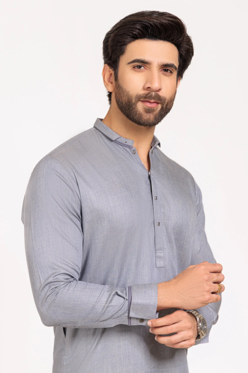 L-GREY-BLENDED-KURTA TROUSER - (KSW24-031) - view 2