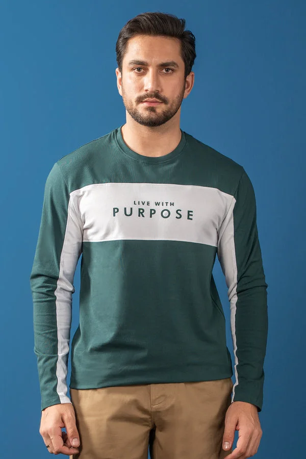 COLOR BLOCK CROSS T-SHIRT Lycra - Teal - Smart Fit - KCTW2401