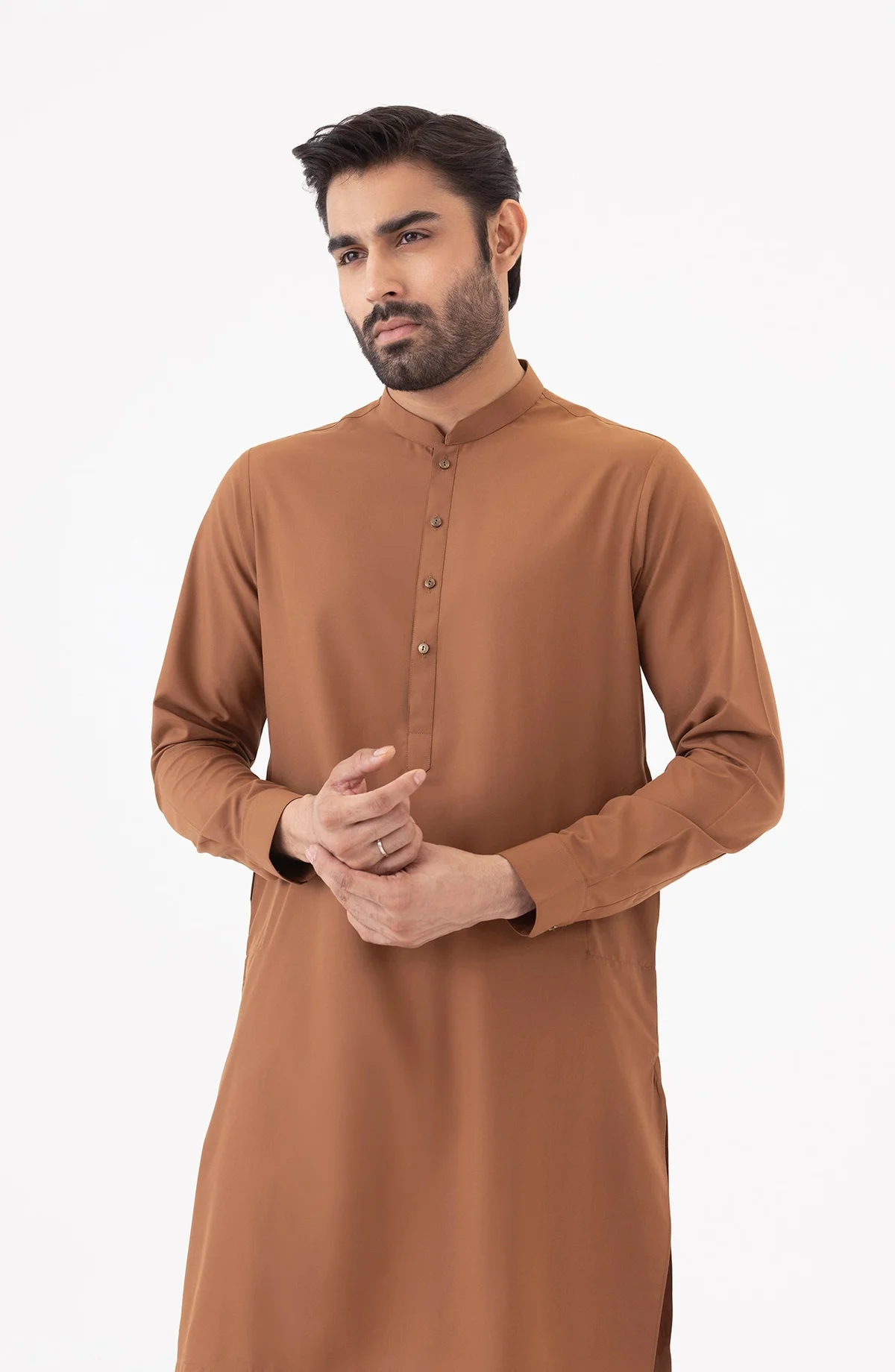 Basic Fancy Pajama Suit - Light Brown - view 4