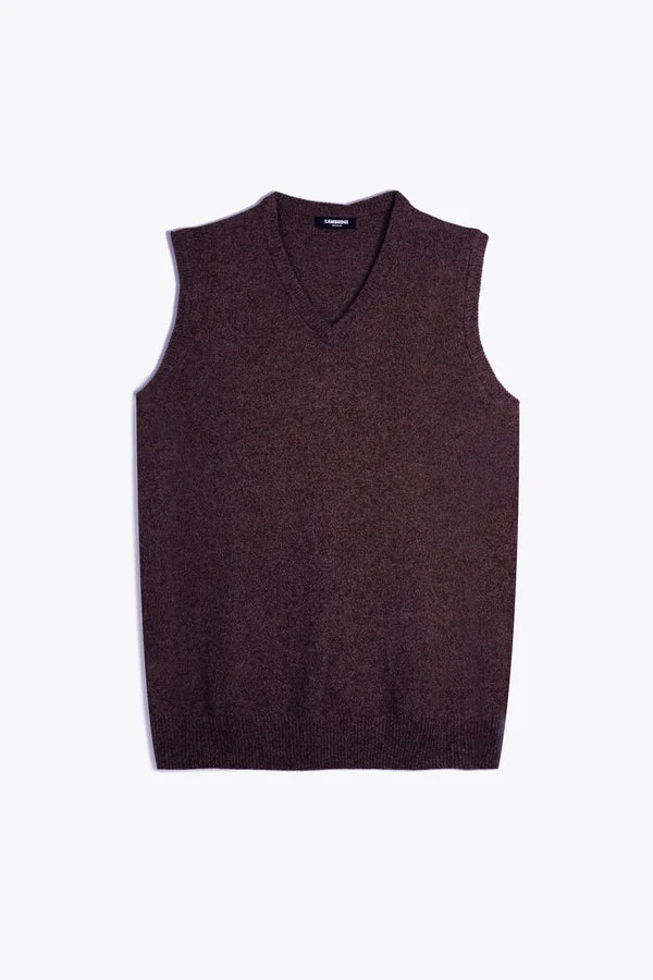 Sleeveless Lambs Wool Sweater - SWP26-1 - Burgundy - Regular Fit