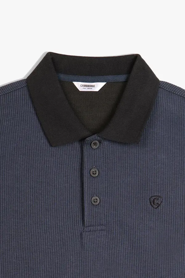 TEXTURE RIB BLUE POLO(E-FACTORY OUTLET)