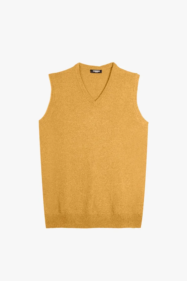 Sleeveless Lambs Wool Sweater - SWP26-1 - Mustard - Regular Fit