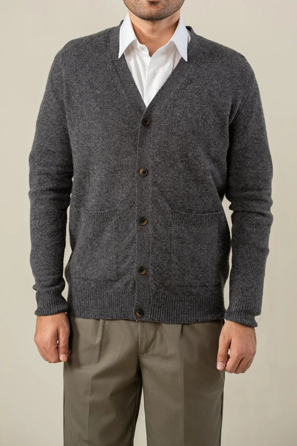 Full-sleeve Lambs Wool Cardigan - SWP26-4 - Grey - Regular Fit