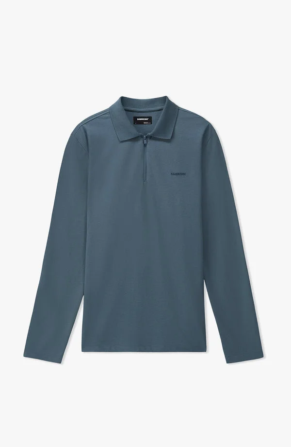 Full Sleeves Performance Zipper Regular Fit Polo - W25PZP01 - Blue