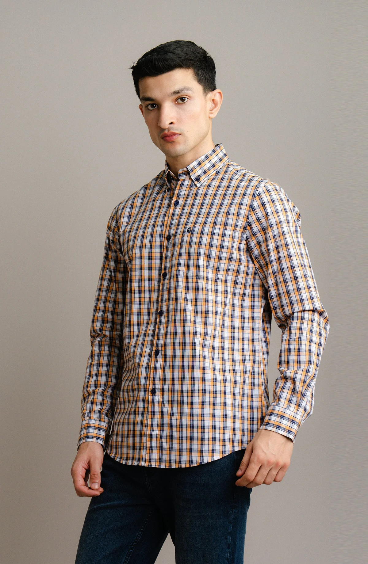 YARN DYED SHIRT  - MUSTARD - view 3