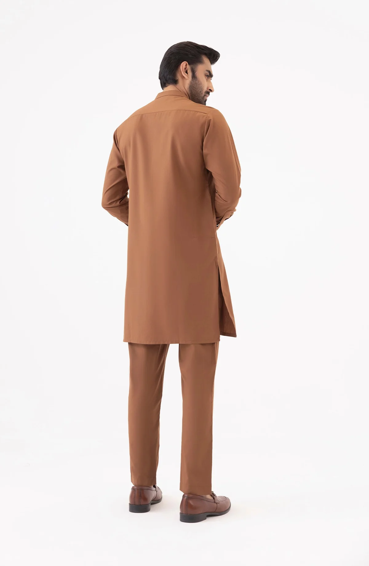 Basic Fancy Pajama Suit - Light Brown - view 3