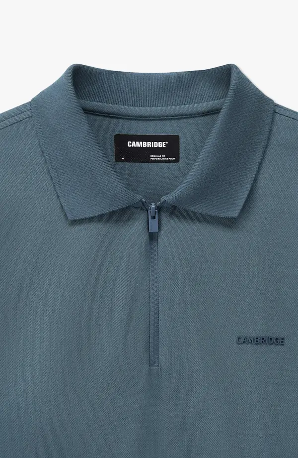 Performance Zipper Regular Fit Polo - Blue(E-FACTORY OUTLET)