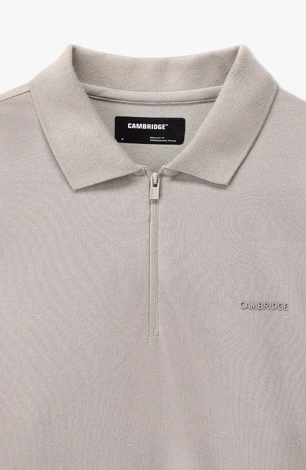 Performance Zipper Regular Fit Beige Polo(E-FACTORY OUTLET)