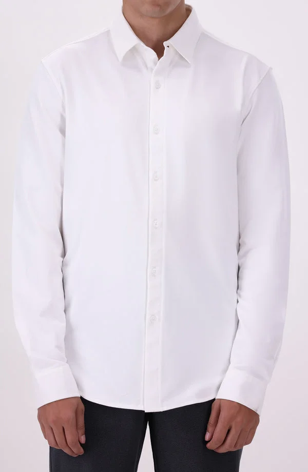 Full Sleeves Textured Knitted Shirt - KBDW2502 - White