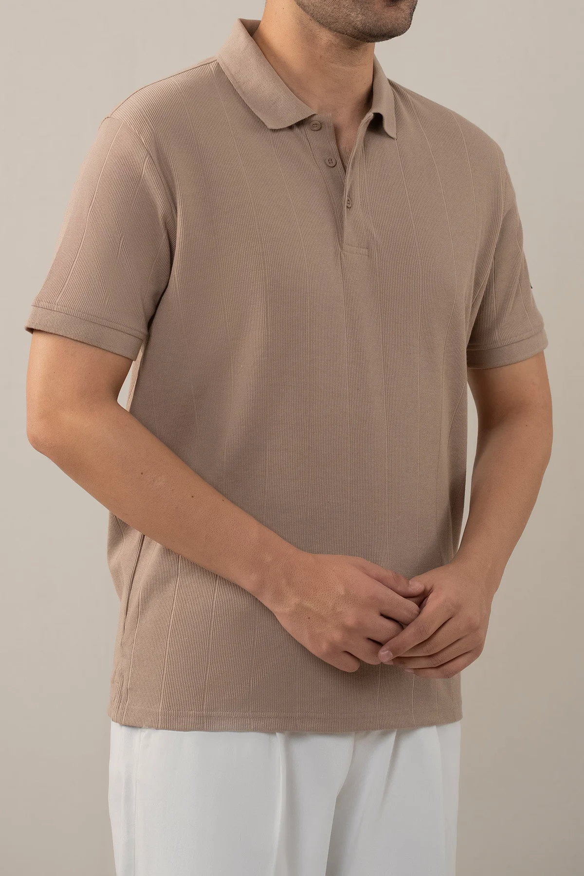 DROP NEEDLE INTERLOCK POLO - LIGHT BROWN (E-FACTORY OUTLET)
