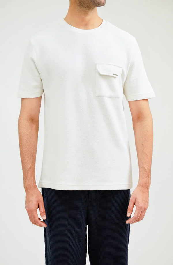 Half-Sleeve Waffle Pocket Crew - W25TFL01 - White