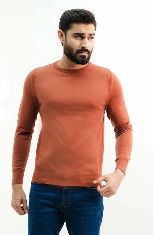 MERINO Crew Plain Sweater - SWM24-03 Rust - Regular Fit