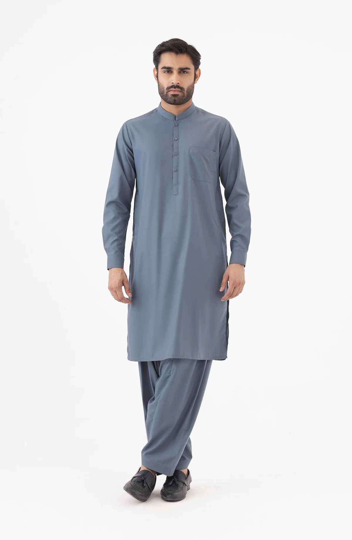 Traditional Fit Band Collar Shalwar Kameez - view 3