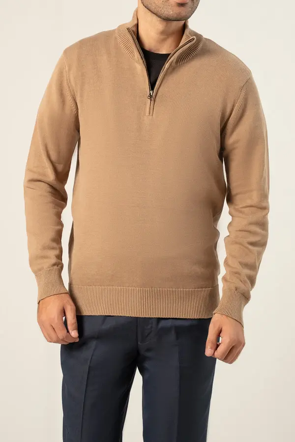 COTTON ZIPPER SWEATER