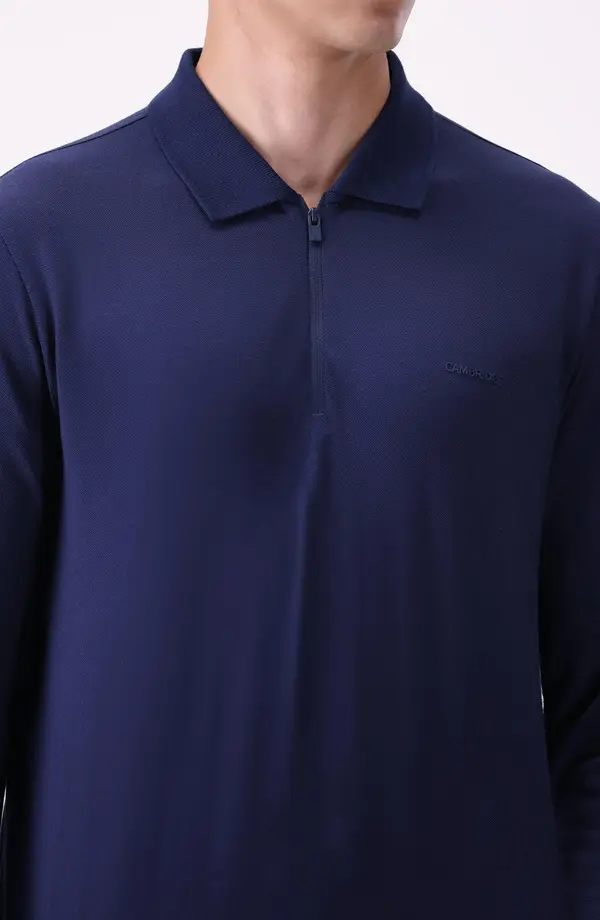 Performance Zipper Regular Fit Polo - Navy(E-FACTORY OUTLET)