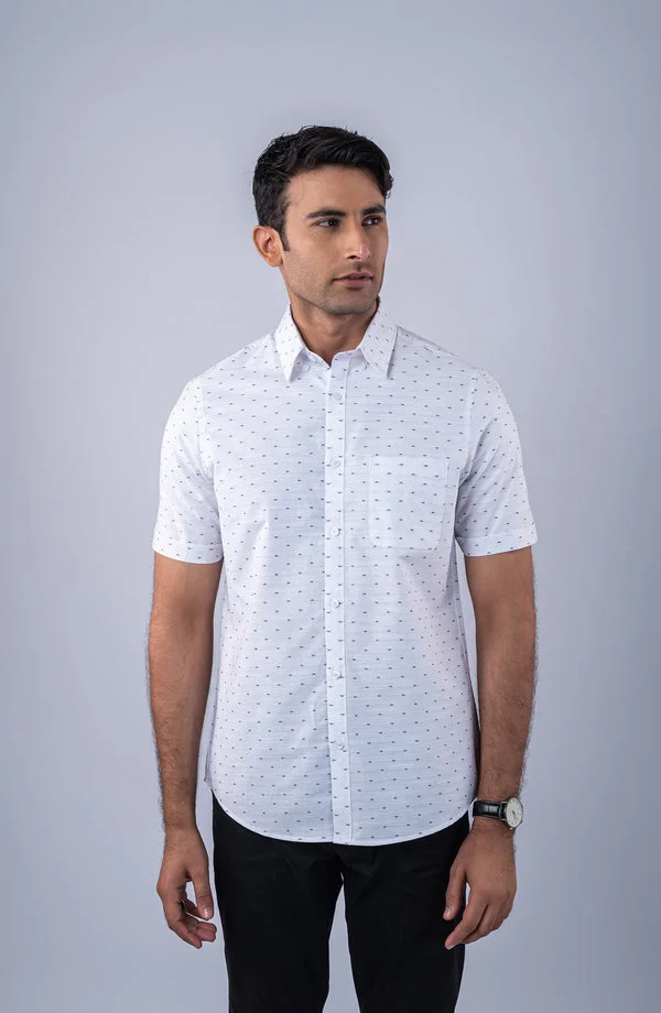 White Stripes Yarn Dyed Shirt - Half-Sleeves - BC2-98