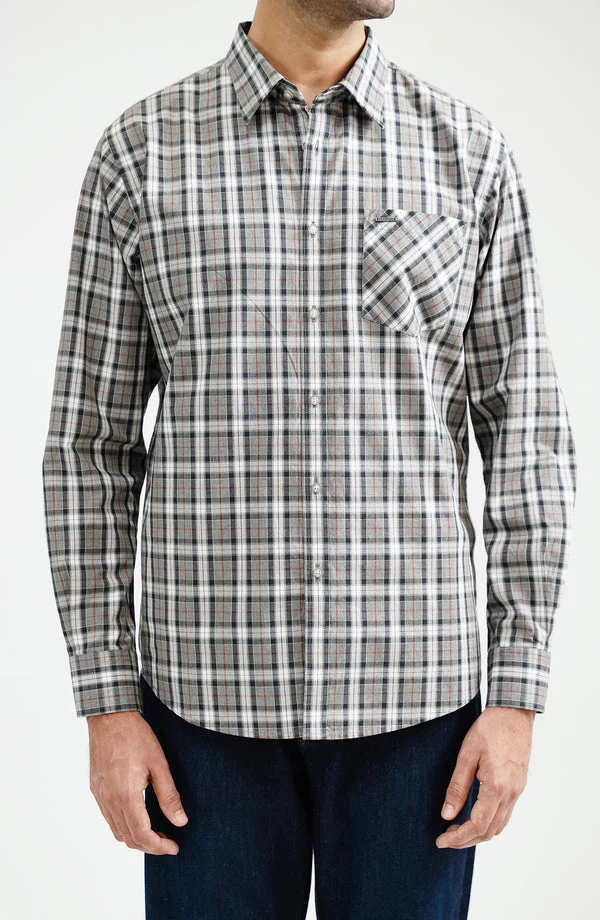 Full-Sleeve Flannel Shirt - Grey - BCF5-01