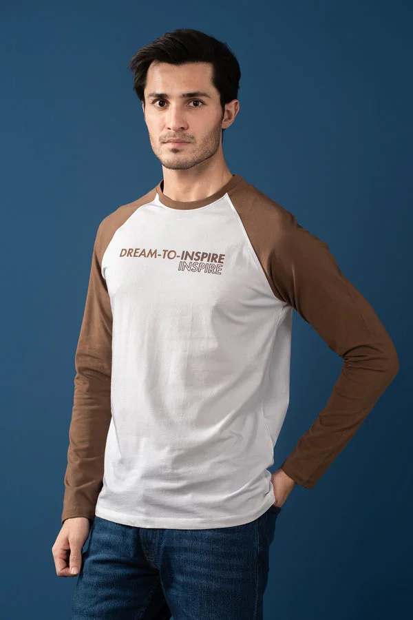 COLOR BLOCK CROSS T-SHIRT Lycra - Dark Brown - Smart Fit - KCTW2402