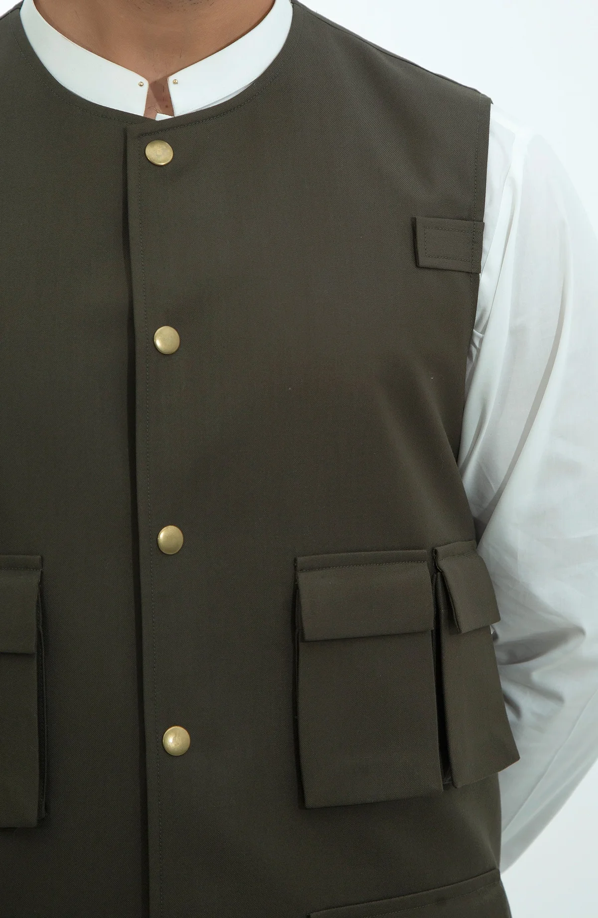 Fancy Waistcoat - Army Green - view 2