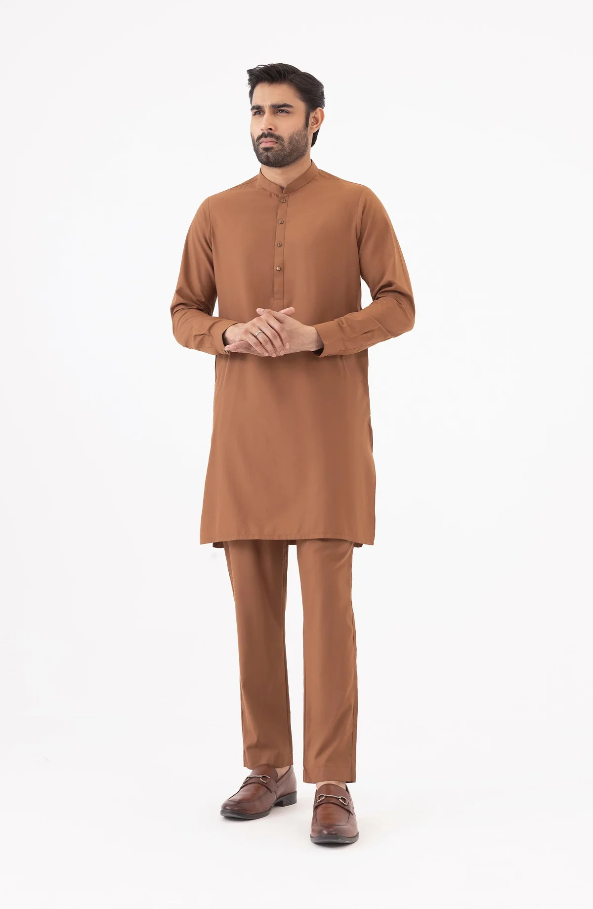 Basic Fancy Pajama Suit - Light Brown