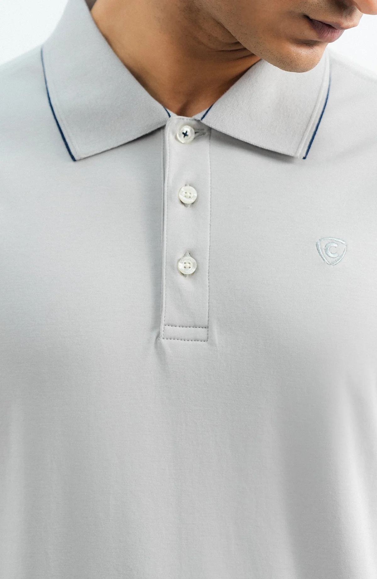 Interlock Button Light Grey Polo Shirt - view 2