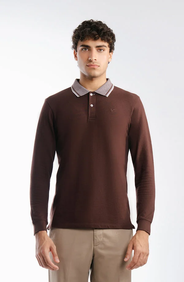 Stretch Polo - Darkbrown - KPW24-04 - Smart Fit