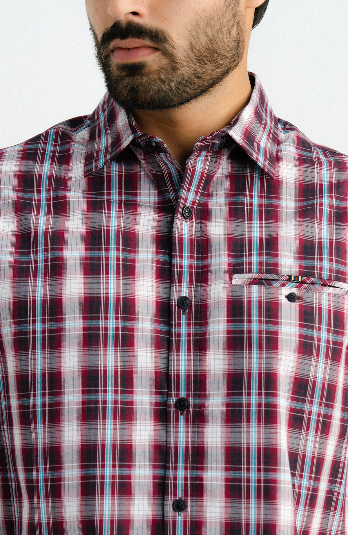 YARN DYED SHIRT  - MAROON - view 2