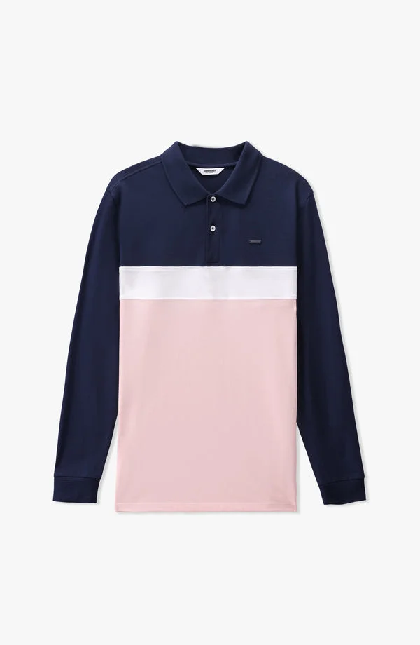 Full-Sleeve Jumbo Pique Stretch Cross Polo - W25PCS01 - Navy