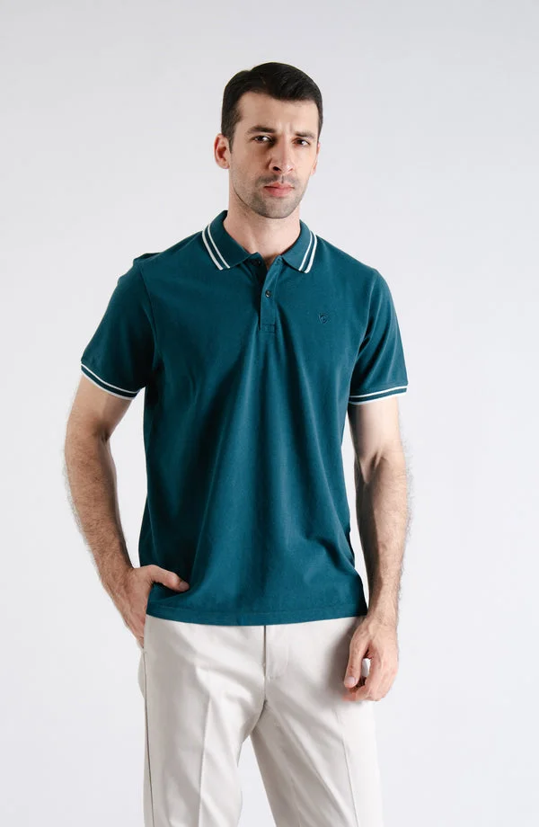 Half Sleeves Pique Polo Shirt - Teal - Smart Fit - CAM-52-B9