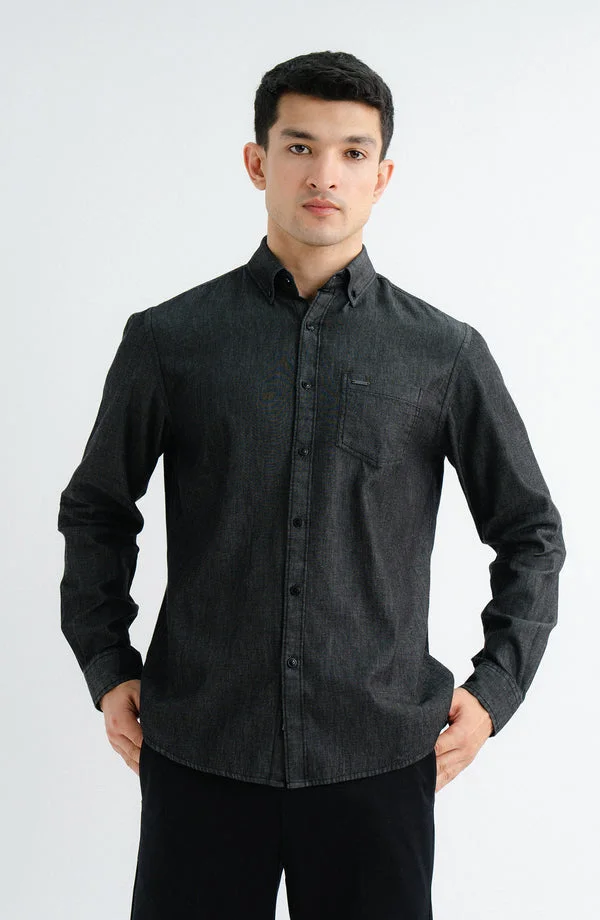 Full Sleeves Printed Denim Shirt - BC4-120 - Regular Fit