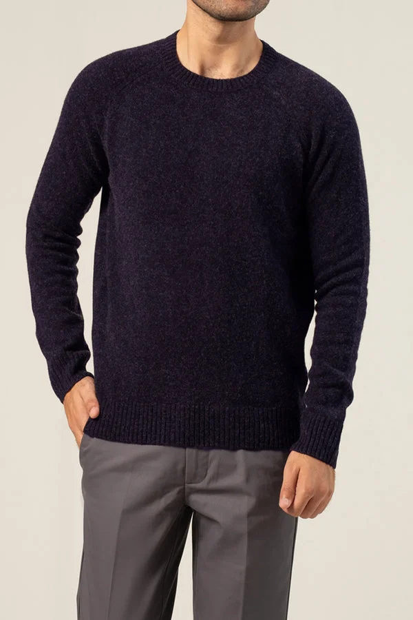 Full-sleeve Lambs Wool Plain Raglan Sweater - SWP26-6 - Burgdundy - Regular Fit