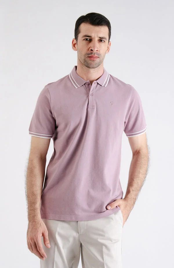 Half Sleeves Pique Polo Shirt - Lavender - Smart Fit - CAM-52-B7