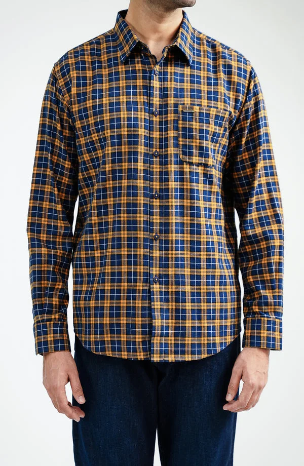 Full-Sleeves Flannel Shirt - Brown - BCF5-04