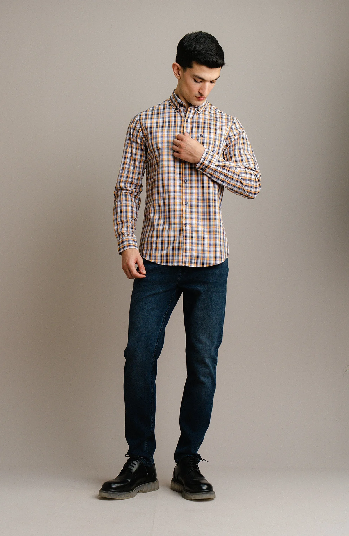 YARN DYED SHIRT  - MUSTARD - view 5