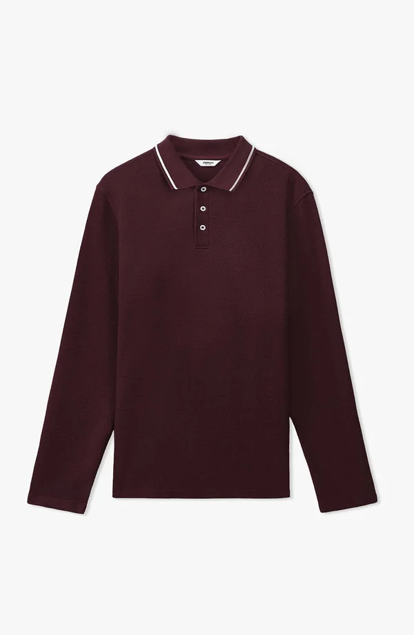Full-Sleeve Jumbo Pique Polo - W25PFL01 - Burgundy